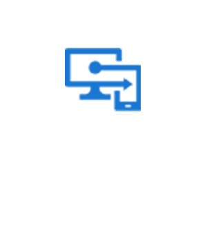 Icon showing two screens connected, representing screen sharing or device mirroring.