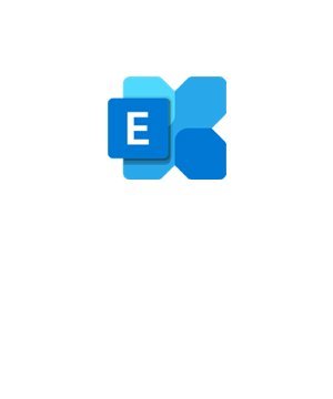 Blue email app icon with a white 'E' on a dark blue tile and lighter blue geometric background.