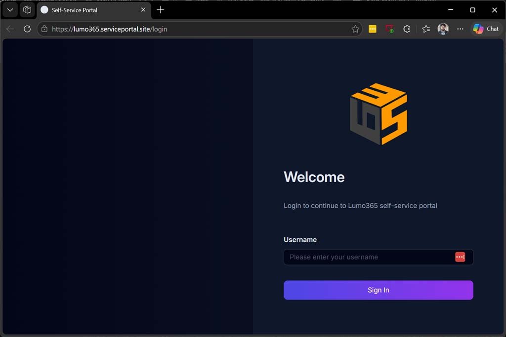 Lumo365 Self-Service Portal